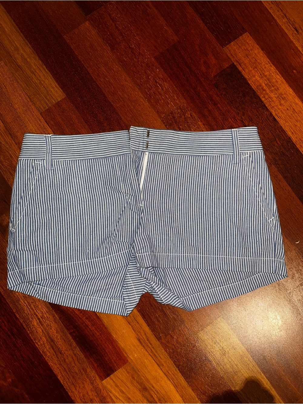 J. Crew Blue and White Striped Cotton Bermudas